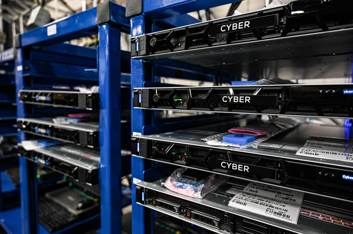 WCA OEM blue server racks holding products for clients